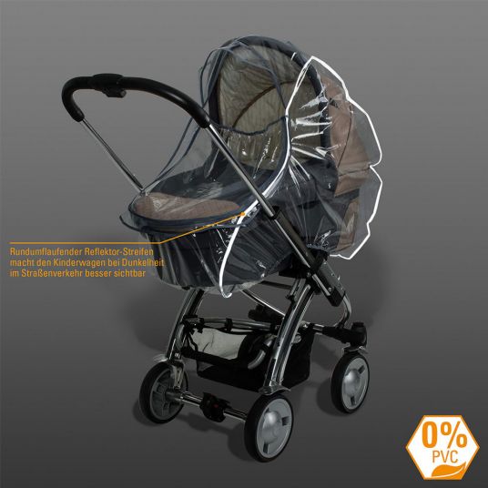 Diago Universal Regenschutz für Kinderwagen mit Reflektorstreifen - Grau