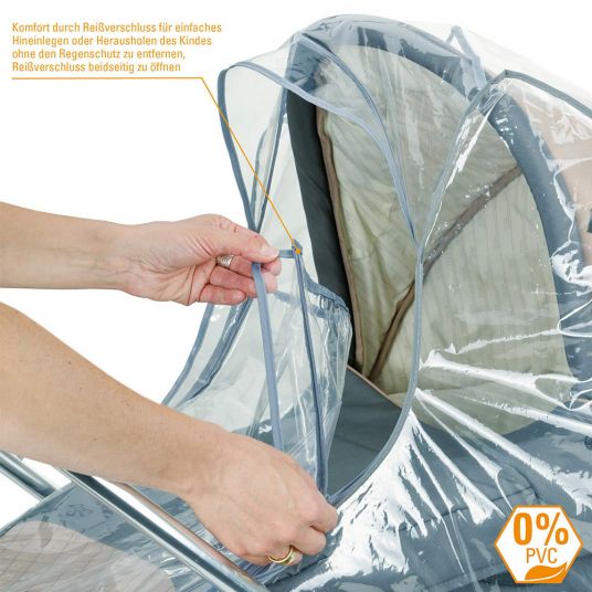 Diago Universal rain cover for stroller with reflective stripes - Grey