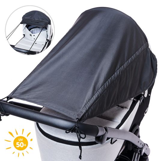 Diago Universal Sonnensegel mit Seitenschutz für Kinderwagen und Buggy UV-Schutz 50+ - Anthrazite
