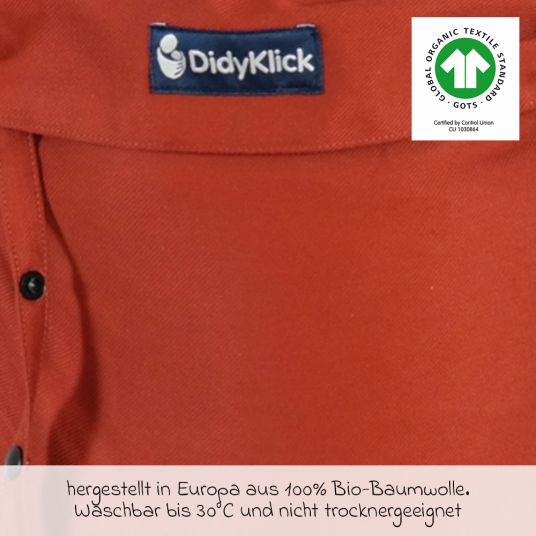 Didymos Baby carrier DidyKlick 4u Halfbuckle from birth - 3.5 kg - 20 kg - squat-spread position, tummy, back and hip carry, 100% organic cotton - Rusty Red