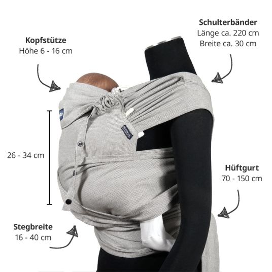 Didymos Baby carrier DidyKlick 4u Halfbuckle from birth - 3.5 kg - 20 kg - squat-spread position, tummy, back and hip carry, 100% organic cotton - Siber