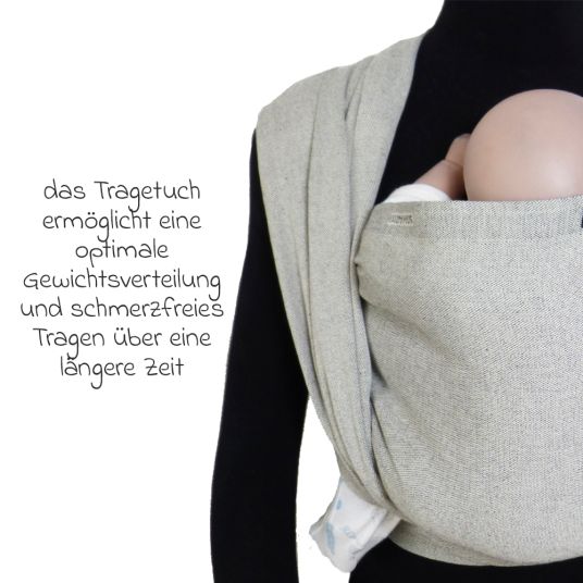 Didymos Baby sling from birth - 3.5 kg - 20 kg - spread-squat position, tummy, back and hip carry, 100% organic cotton 68 x 470 cm - silver