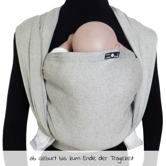 Didymos Baby sling from birth - 3.5 kg - 20 kg - spread-squat position, tummy, back and hip carry, 100% organic cotton 68 x 520 cm - silver