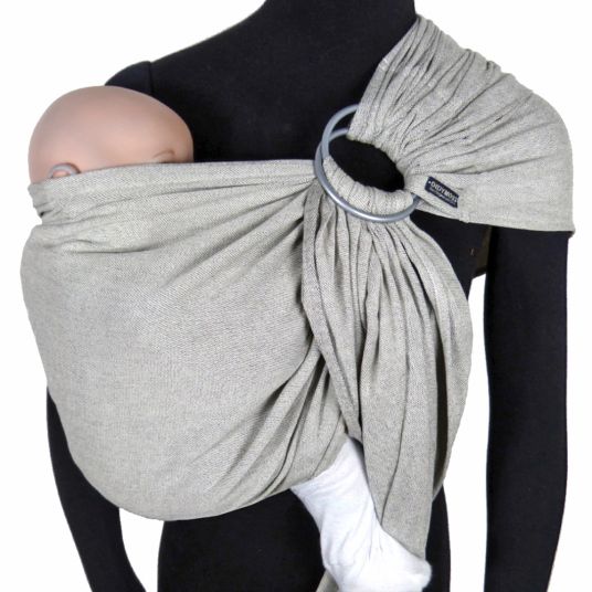 Didymos Fascia porta bebè DidySling dalla nascita - 3,5 kg - 20 kg - posizione a goccia, pancia, schiena e fianchi, 100 % cotone biologico - argento