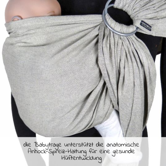 Didymos Babytragetuch DidySling ab Geburt - 3,5 kg - 20 kg - Anhock-Spreiz-Haltung, Bauch-, Rücken- und Hüfttrageweise, 100 % kbA-Baumwolle - Silber