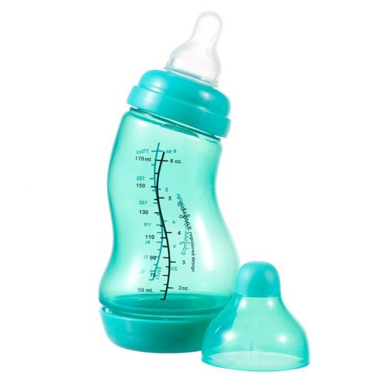 Difrax PP bottle S-shape Natural 170 ml - silicone size 1 - turquoise