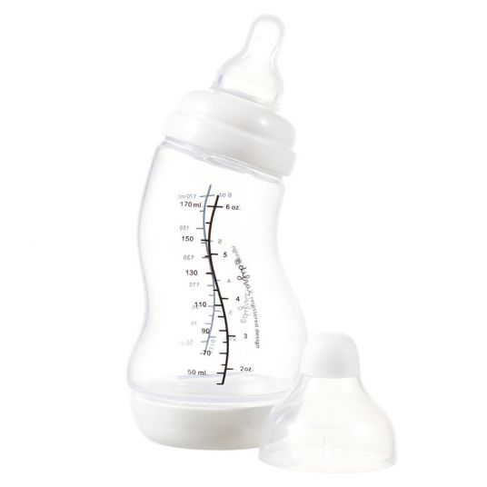 Difrax PP-Flasche S-Form Natural 170 ml - Silikon Gr. 1 - Weiß