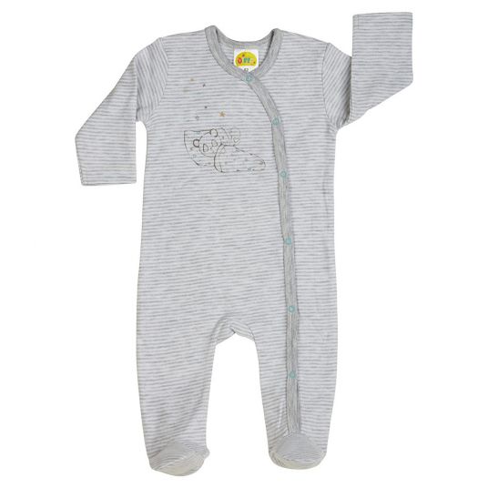 Dimotex Schlafanzug Einteiler Panda - Streifen Grau Melange - Gr. 56