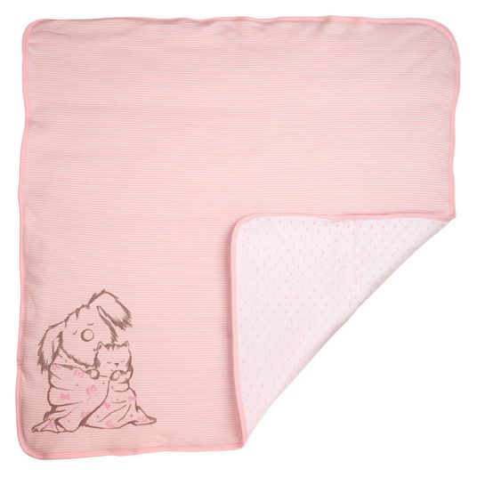 Dimotex Reversible blanket bows 80 x 80 cm - Stripes - Pink White