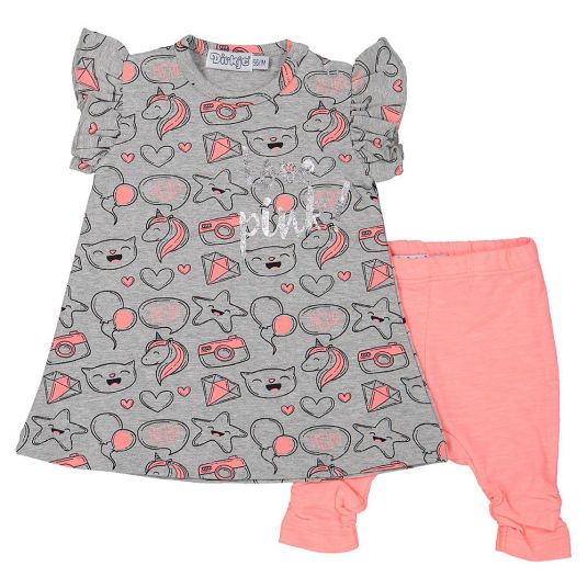 Dirkje 2 pcs Set Dress + Leggings Love - Grey Pink - Size 56
