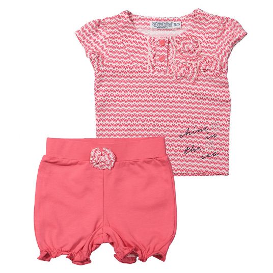 Dirkje 2-piece set T-shirt + shorts - Shine In The Sea Pink White - size 56