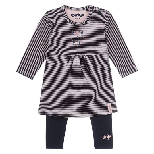 Dirkje 2tlg. Set Longshirt & Hose Ringel - Girls Rosa - Gr. 62