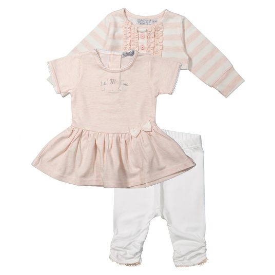 Dirkje 3 pcs Set Dress + Bolero + Leggings - Little Miss Cutie Pink White - Size 56