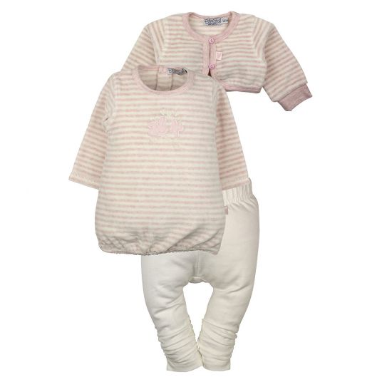 Dirkje 3-piece set dress + leggings + bolero - stripes pink - size 56