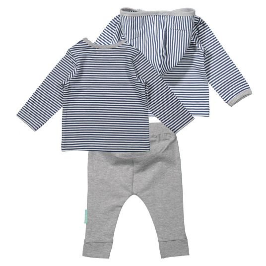 Dirkje 3-piece Set Long Sleeve Shirt + Pants + Jacket - Beach Stripes Blue White Grey - Size 56