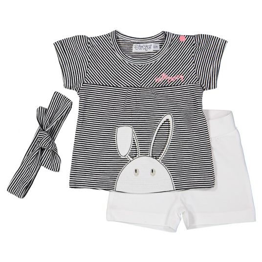 Dirkje 3 tlg. Set Shirt + Short + Stirnband - Hello Bunny - Gr. 56