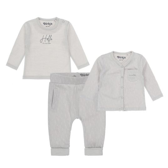 Dirkje 3pcs Set Jacket & Shirt & Pants - Girls & Boys Grey - Size 62