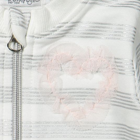 Dirkje Jacket with Pink Heart - Stripe White Silver - Size 56