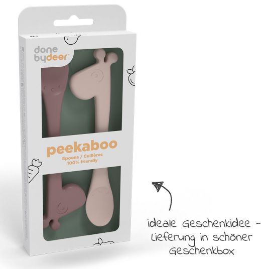 Done by Deer 2 pcs Silicone Spoon - Pekaboo - Raffi - Pink