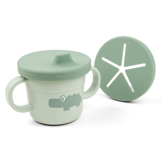 Done by Deer 2in1 sippy cup & snack cup - Croco - Green