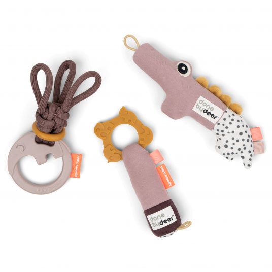 Done by Deer 3-piece Activity Toy Set / Gift Set - Deer Friends - Pink