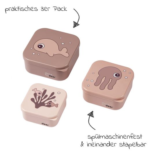 Done by Deer 3 pcs Snack Box Set - Sea Friends - Pink