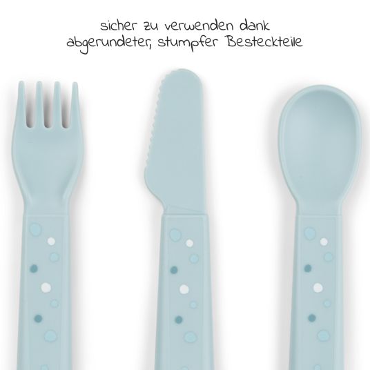 Done by Deer 3-piece cutlery set - Happy Dots - Blue