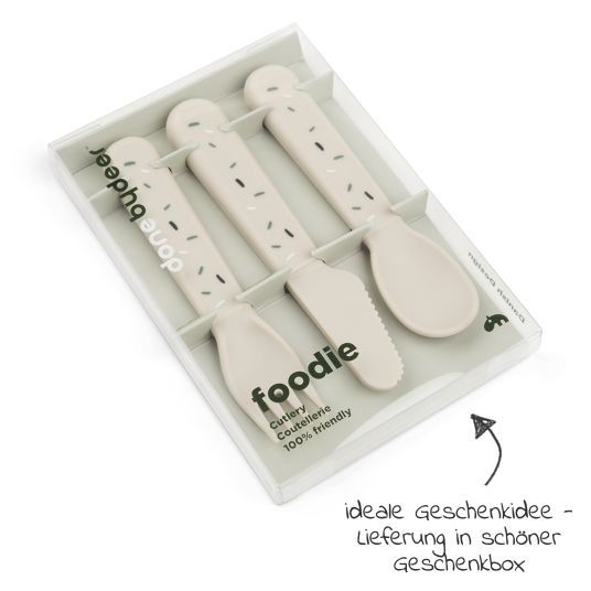 Done by Deer 3-piece cutlery set - Happy Dots - Sand