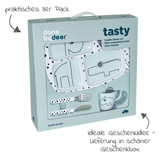 Done by Deer 4-tlg. Ess- & Trinklern-Geschirr-Set - Happy Dots - Blau