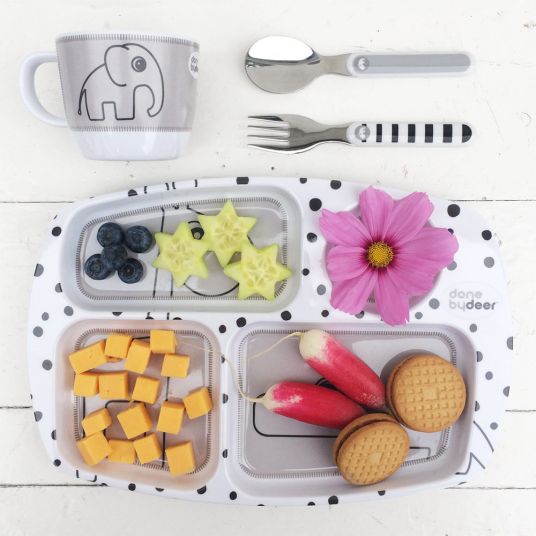 Done by Deer 4pcs Eat & Drink Dinnerware Set - Happy Dots - Grey
