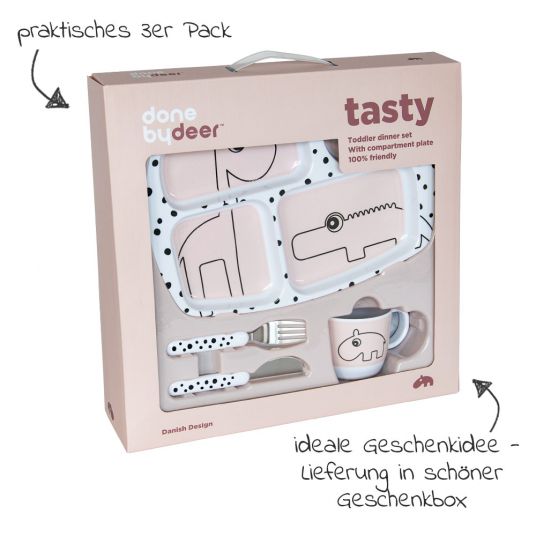 Done by Deer 4-tlg. Ess- & Trinklern-Geschirr-Set - Happy Dots - Rosa