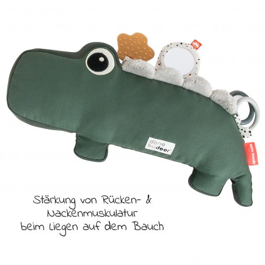 Done by Deer Activity toy / play pillow - 41 cm - Croco - Green