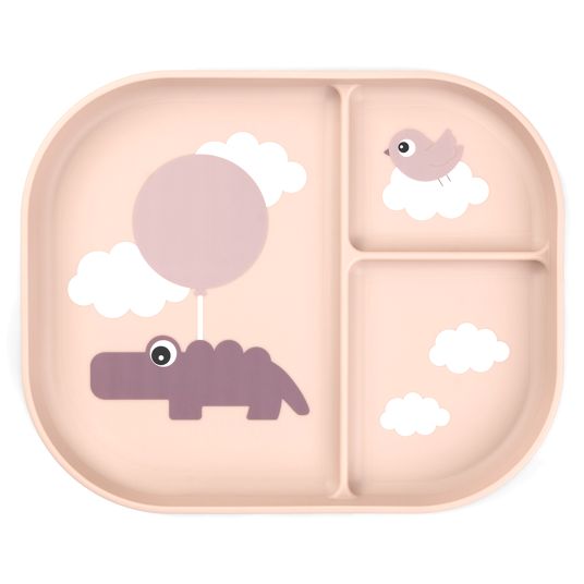 Done by Deer Eating plate with dividers - Happy Clouds - Powder