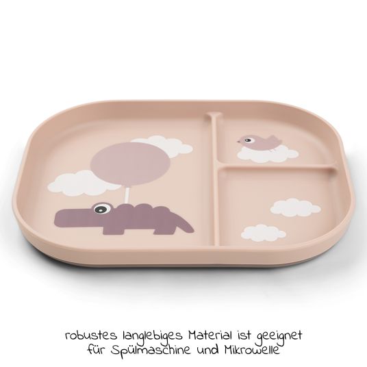 Done by Deer Eating plate with dividers - Happy Clouds - Powder