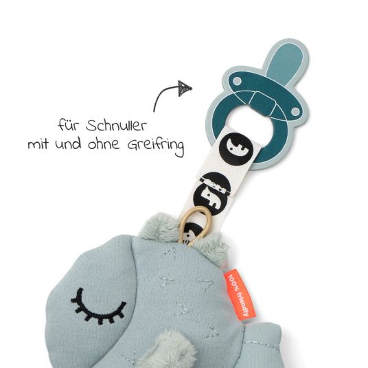 Done by Deer Mini Soft Toy with Pacifier Holder - Puffee - Blue