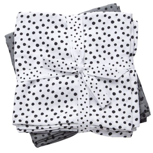 Done by Deer Gauze diaper / muslin cloth / puck cloth - pack of 2 - 120 x 120 cm - Happy Dots - Grey