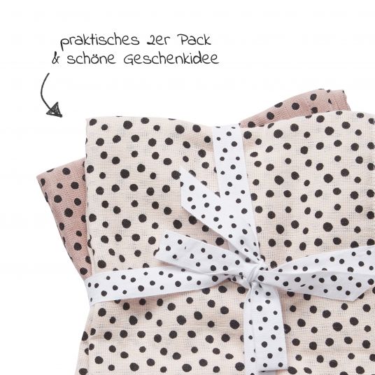 Done by Deer Mullwindel / Mulltuch / Pucktuch - 2er Pack - 120 x 120 cm - Happy Dots - Rosa
