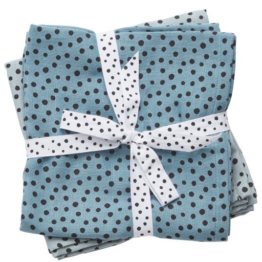 Done by Deer Gauze diaper / muslin cloth / puck cloth - pack of 2 - 70 x 70 cm - Happy Dots - Blue