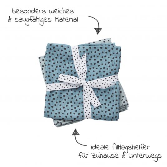 Done by Deer Gauze diaper / muslin cloth / puck cloth - pack of 2 - 70 x 70 cm - Happy Dots - Blue