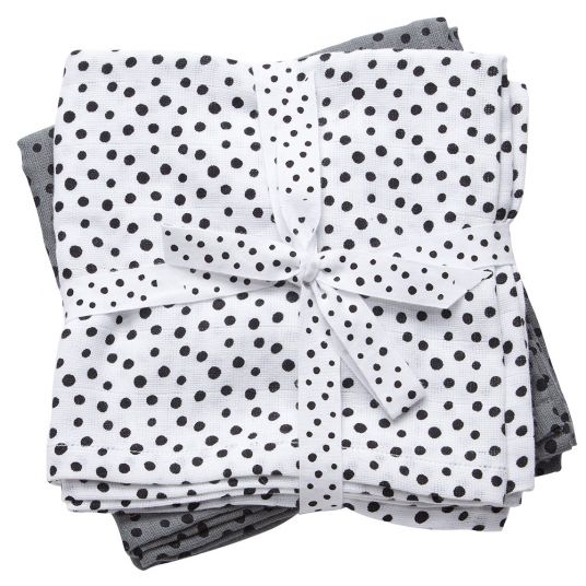 Done by Deer Gauze diaper / muslin cloth / puck cloth - pack of 2 - 70 x 70 cm - Happy Dots - Grey