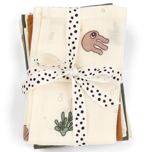 Done by Deer Gauze diaper / gauze cloth / puck cloth - 5 pack - Organic Cotton - 30 x 30 cm - Sea Friends