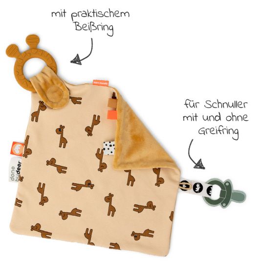 Done by Deer Schmusetuch mit Beißring & Schnullerhalter - Raffi - Mustard