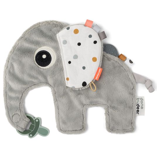 Done by Deer Cuddle cloth / pacifier holder - with teething element - Elphee - Grey