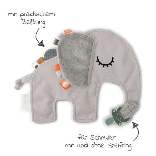 Done by Deer Schmusetuch / Schnullerhalter - mit Beißelement - Elphee - Grau