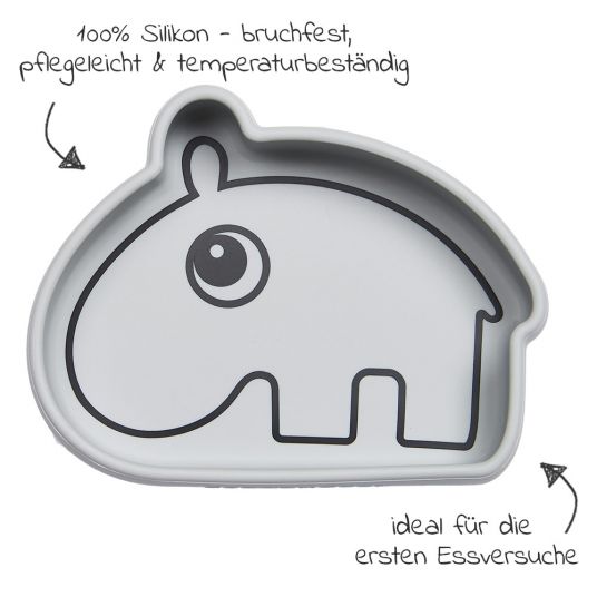 Done by Deer Silicone Eating Bowl with Suction Base - Stick & Stay - Ozzo - Grey