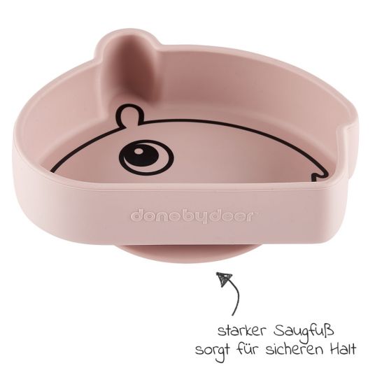 Done by Deer Silicone Eating Bowl with Suction Base - Stick & Stay - Ozzo - Pink