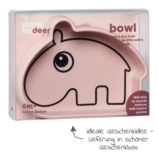 Done by Deer Silicone Eating Bowl with Suction Base - Stick & Stay - Ozzo - Pink
