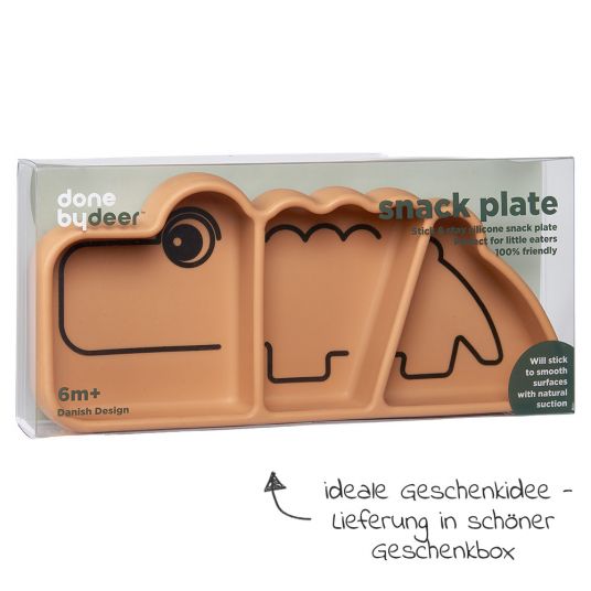 Done by Deer Silicone Eating Plate with Suction Base - Stick & Stay - Croco - Mustard
