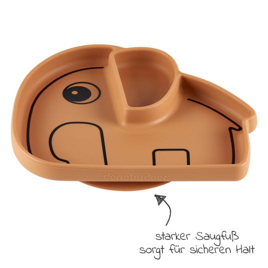 Done by Deer Silicone Eating Plate with Suction Base - Stick & Stay - Elphee - Mustard