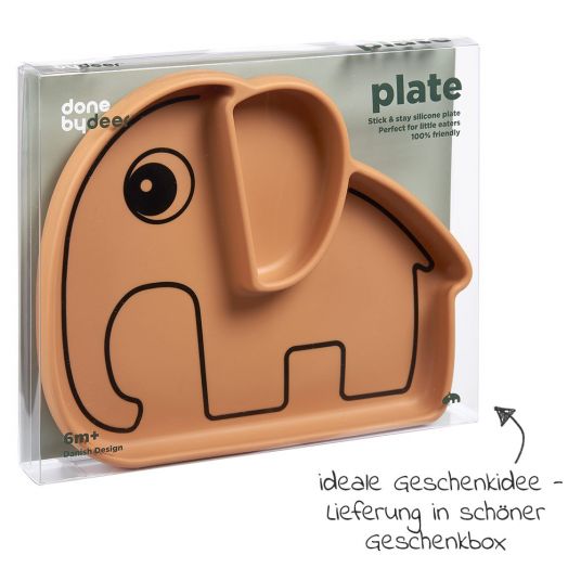 Done by Deer Silicone Eating Plate with Suction Base - Stick & Stay - Elphee - Mustard